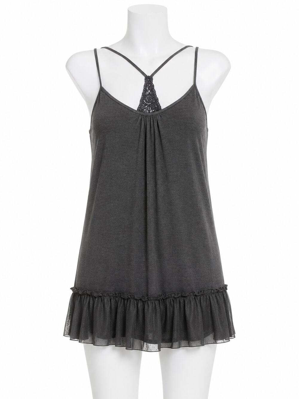 Anthropologie A'reve Gray Ruffle Hem Tank Dress - Size M